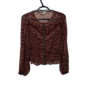 Women's American Eagle Blouse - Red Floral - Size S
